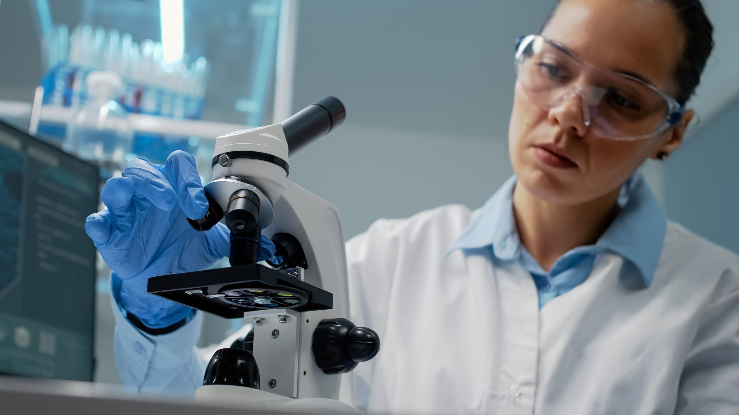 Scientist studying a sample